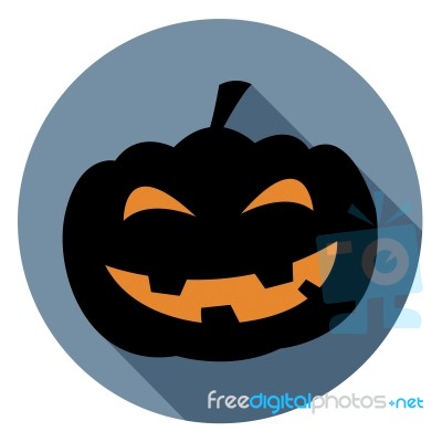 Halloween Pumpkin Icon Represents Autumn Sign And Spooky Stock Image