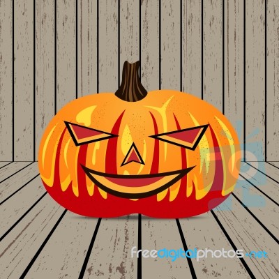 Halloween Pumpkin On Wood Stock Image