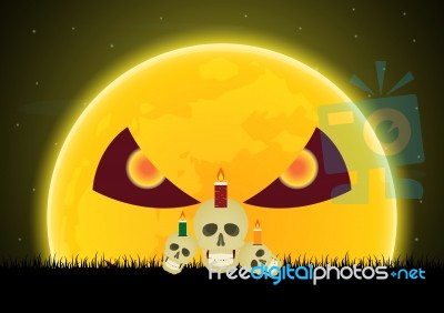 Halloween Skull Moon  Stock Image