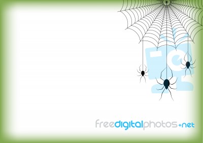 Halloween Spider Hanging Web Background Stock Image