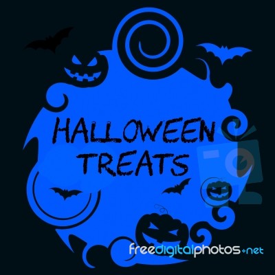 Halloween Treats Means Spooky Sweets Or Candies Stock Image