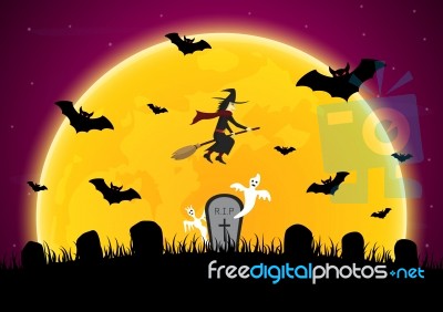 Halloween Witch Moon  Stock Image