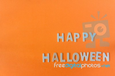 Halloween Word On Orange Background, Stock Photo