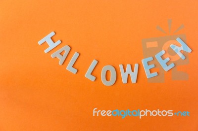 Halloween Word On Orange Background Stock Photo