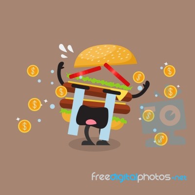 Hamburger Character Crying Out In Money Tears Stock Image