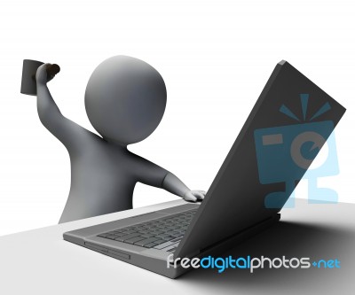 Hammer Hitting Computer Shows Angry With Laptop Stock Image