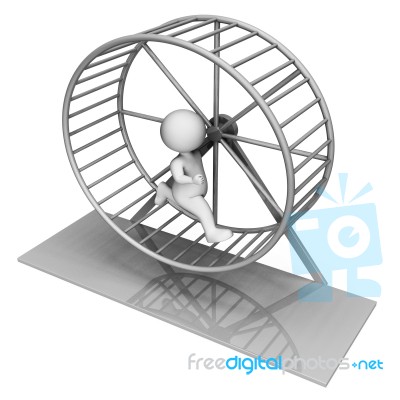 Hamster Wheel Indicates Worn Out And Active 3d Rendering Stock Image