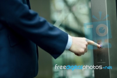 Hand Access Buttons On An Elevator Stock Photo