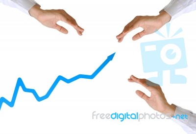 Hand And Business Graph Stock Photo