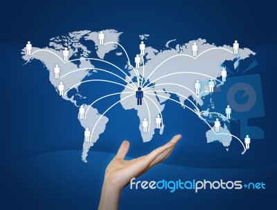 Hand And Global Communication Stock Photo