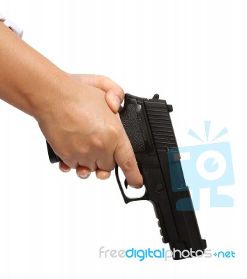 Hand And Gun Stock Photo