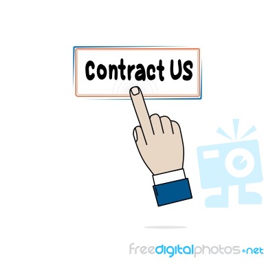 Hand Business Icon Press Contract Us On White Background Stock Image