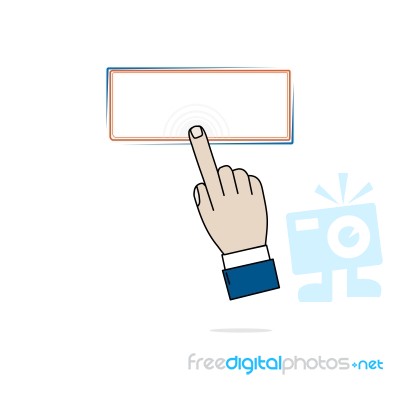 Hand Business Icon Press Square Text Box On White Background Stock Image