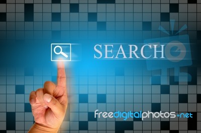 Hand Clicking Internet Search Page Stock Image