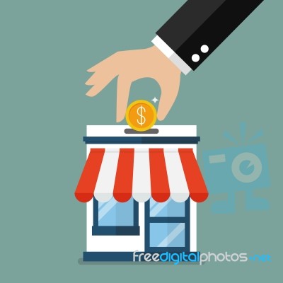 Hand Collect The Money In Shop Store Stock Image