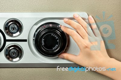 Hand Dialing Safe Box Stock Photo