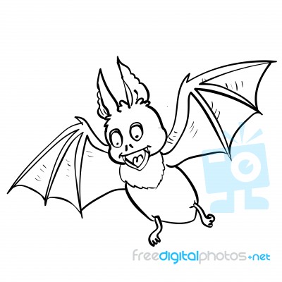 Hand Drawing Bat Cartoon For Halloween Concept - Illustrat Stock Image