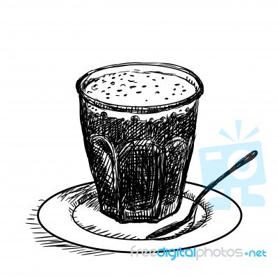 Hand Drawing, Cup Of Coffee - Sketch Illustration Stock Image Hand Drawing, Cup Of Coffee - Sketch Illustration Stock Image