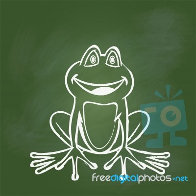 Hand Drawing Frog On Green Board - Illustration Stock Image Hand Drawing Frog On Green Board - Illustration Stock Image