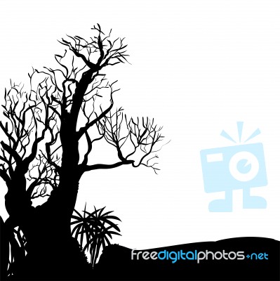 Hand Drawing Halloween Tree 1- Illustration Stock Image