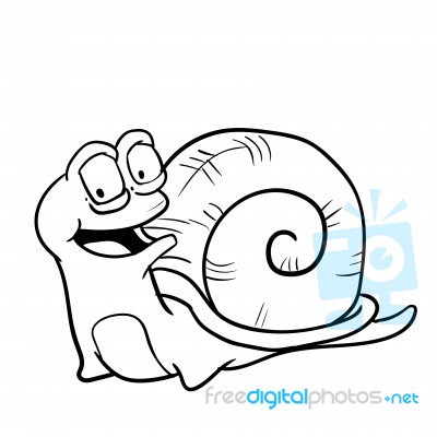 Hand Drawn Smiley Snail Cartoon- Illustration Stock Image