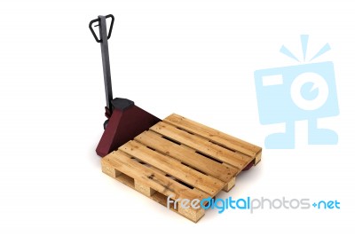 Hand Forklift With Wooden Pallets Stock Image Royalty Free Image Id 100444482