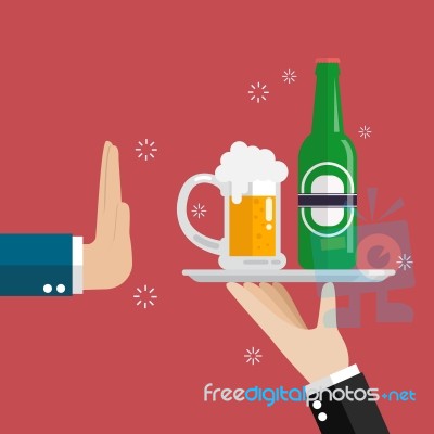 Hand Gesture Rejection A Glass Of Beer Stock Image