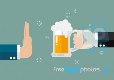 Hand Gesture Rejection A Glass Of Beer Stock Image