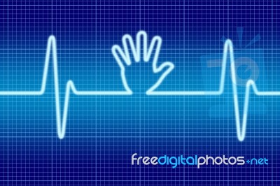 Hand Help Signal Oscilloscope Stock Photo