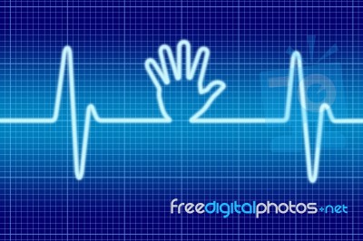 Hand Help Signal Oscilloscope Stock Photo