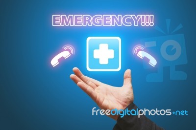 Hand Hold The First Aid Sign Stock Photo