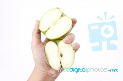 Hand Holding Apple Stock Photo