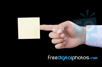 Hand Holding Blank Notepaper Stock Photo