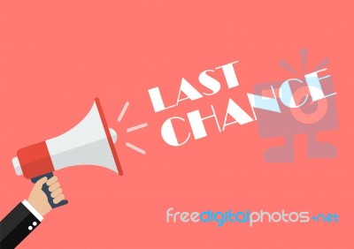 Hand Holding Megaphone With Word Last Chance Stock Image