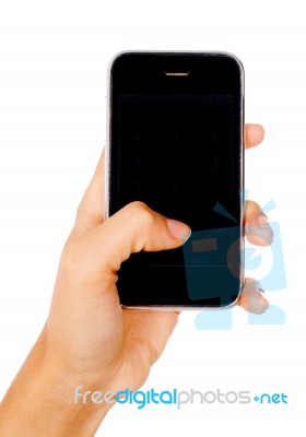 Hand Holding Mobile Phone Stock Photo