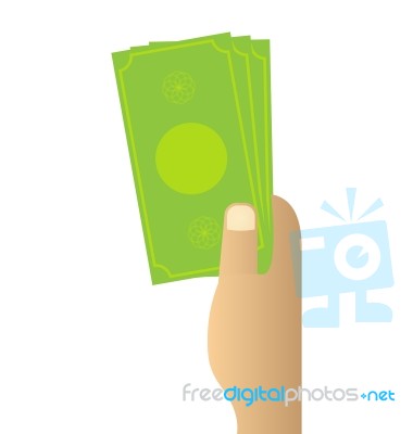 Hand Holding Money On White Background Stock Image