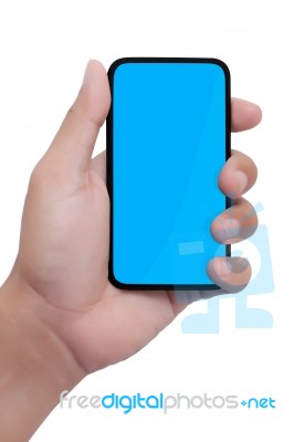 Hand Holding Smart Phone - Mobile Phone Stock Photo