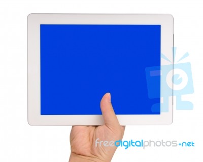 Hand Holding Tablet Computer Stock Photo