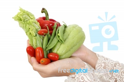 Hand Holding Vegetables Stock Photo