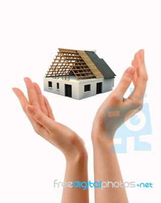 Hand House   Stock Photo