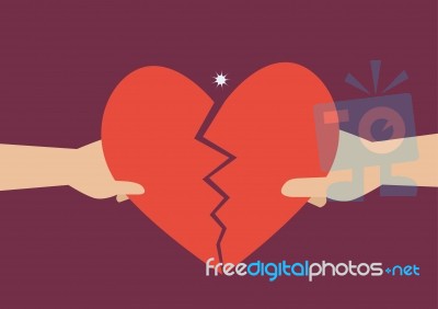 Hand Of A Man And Woman Tearing Apart Heart Symbol Stock Image