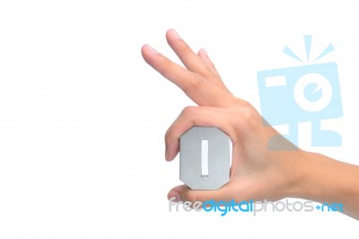 Hand Ok Sign On White Background Stock Photo