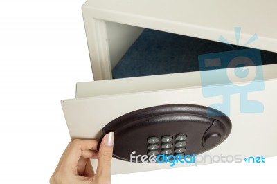 Hand Open Safety Box Stock Photo