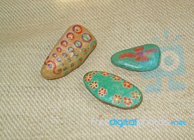 Hand Painted Stones Stock Photo