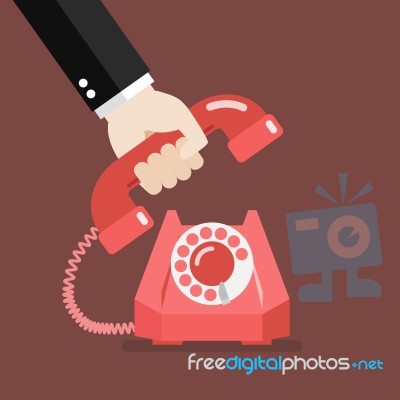 Hand Picking Up The Phone Stock Image