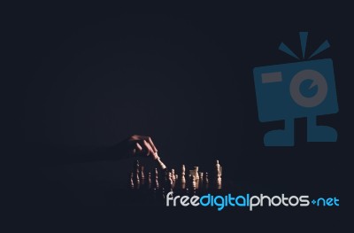 Hand Playing Chess Background Stock Photo