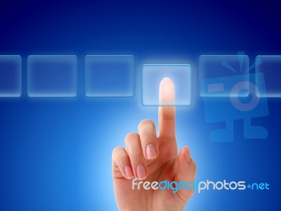 Hand Pressing A Button Stock Photo