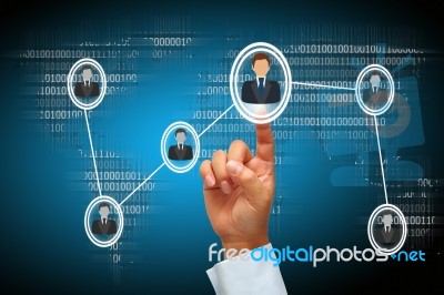 Hand Pressing Social Network Button Stock Image