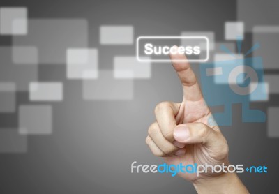 Hand Pressing Success Button Stock Image