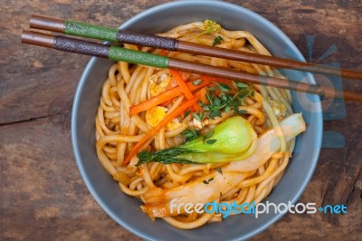 Hand Pulled Ramen Noodles Stock Photo